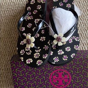 Tory Burch flower flip flops